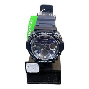 Casio AEQ120W Series Men's Analog Digital Watch Navy Blue Resin Band with Buckle